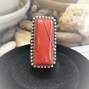 Red Jasper Bohemian Silver Ring